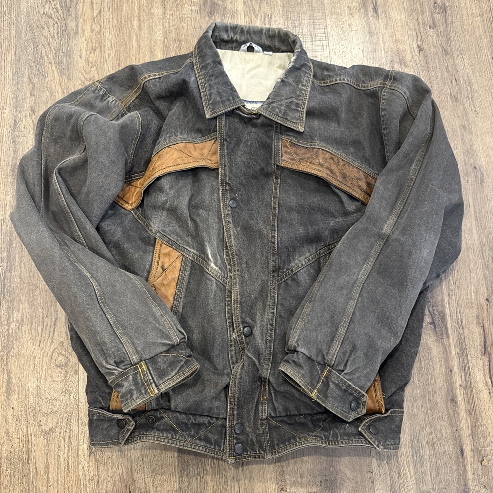 VTG 90s Canyon River Blues Denim Bomber Jacket Men's Large Grunge
